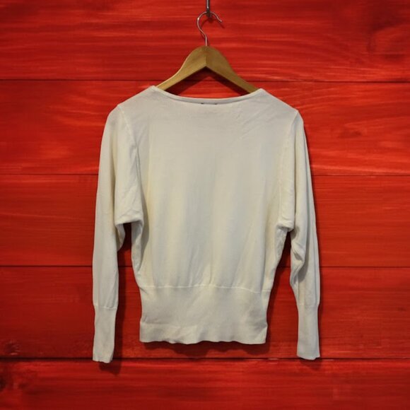 Worthington Dolman Sleeve Metallic Knit Chevron White & Gold Sweater, Small - Picture 2 of 4